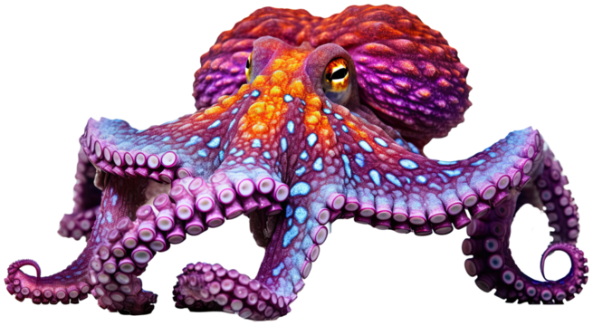 Octopus illustration PNG element cut out transparent isolated on white background ,PNG file ,artwork graphic design.