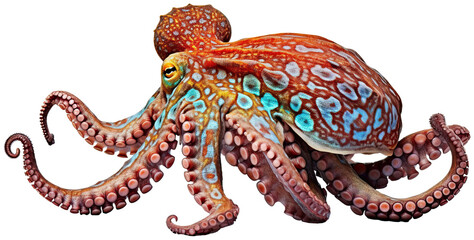 Octopus illustration PNG element cut out transparent isolated on white background ,PNG file ,artwork graphic design.