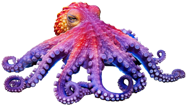 Octopus illustration PNG element cut out transparent isolated on white background ,PNG file ,artwork graphic design.