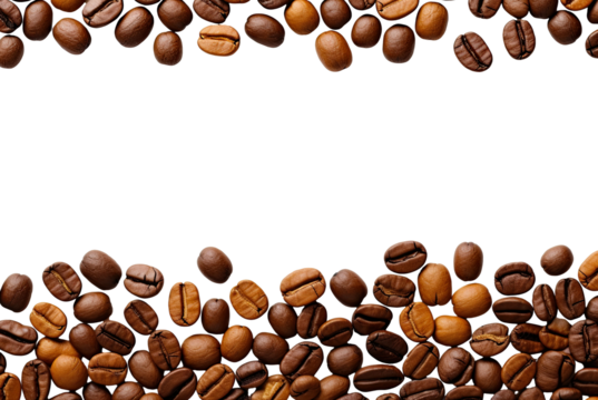 Coffee beans border illustration PNG element cut out transparent isolated on white background ,PNG file ,artwork graphic design.
