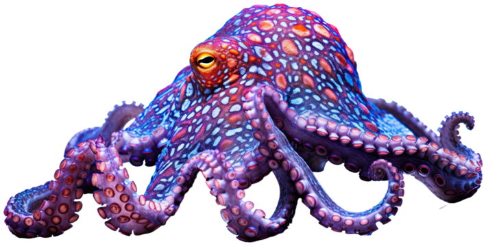 Octopus illustration PNG element cut out transparent isolated on white background ,PNG file ,artwork graphic design.