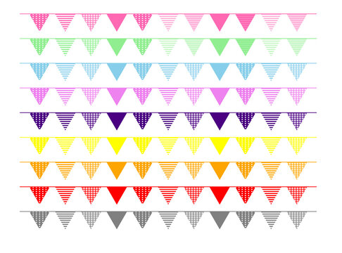 Diffrent color triangle decoration banner for xmas, birthday party png with transparent background