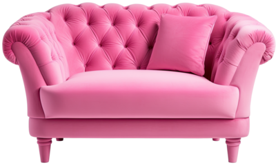 Pink microfiber loveseat illustration PNG element cut out transparent isolated on white background ,PNG file ,artwork graphic design.