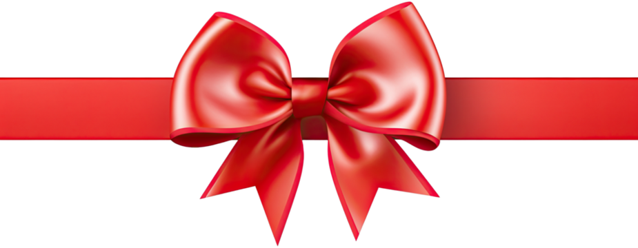 Red ribbon bow illustration PNG element cut out transparent isolated on white background ,PNG file ,artwork graphic design.