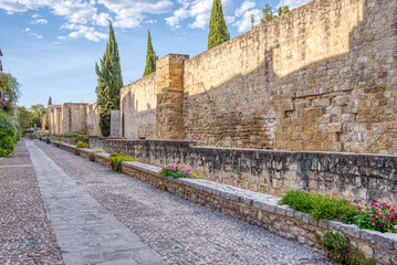 Fototapeta na wymiar Ancient city wall along the historic city of Corboba, Spain