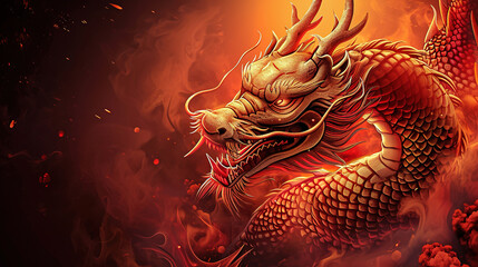 wallpaper of Chinese new year 2024 year of the dragon. Chinese zodiac symbol on dramatic fantasy background. Traditional Religion and culture of Chinese New Year festival celebration