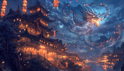 chinese new year golden dragon, generative ai