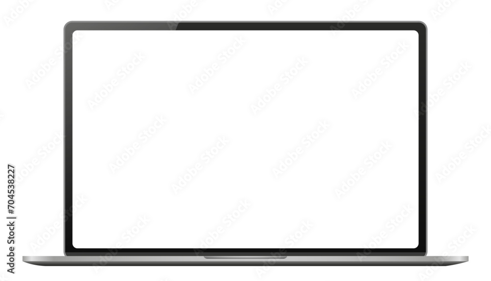 Poster modern laptop mockup with empty white monitor, laptop device template mockup isolated - vector