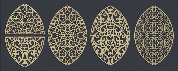 Set vector arches, eps,arch design for laser, plasma and cnc cutting. Oriental arabic patterns.Interior partition panels