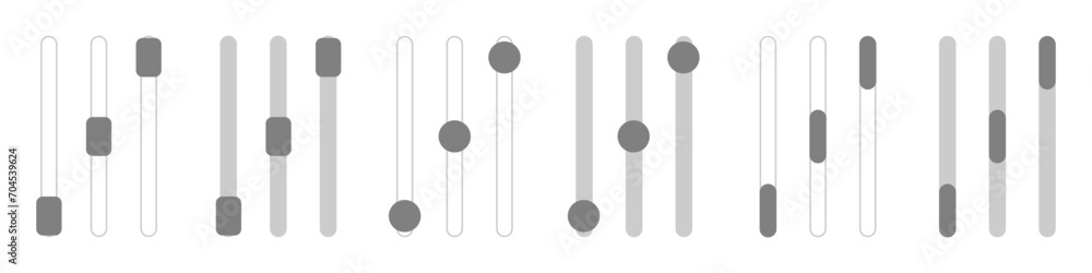 Aufkleber Scroll bars set isolated, scroll bar slider, progress down and up, UI design button icons for interface, interaction technique or widget for scrolling. Scrollbar frontend control navigation element