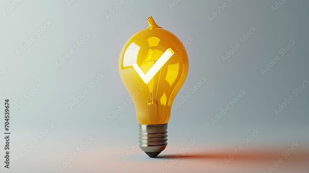 Poster lightbulb with check mark icon
