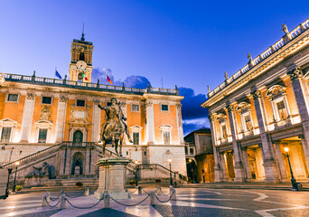 Capitoline Hill in Rome at night, Italy