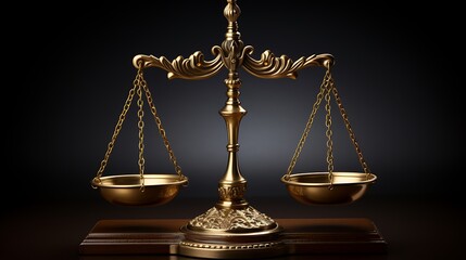 Scales of justice isolated on black background. 3d illustration.