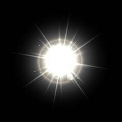 Abstract sun star, transparent sunlight flare light effect - stock vector