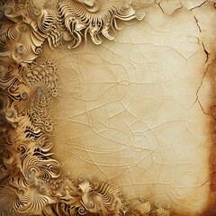 Abstract grunge background with ornament on old paper texture. Generated AI.