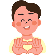 Boys and girls express their love in heart-shaped sign language on Valentine's Day. SVG