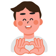 Boys and girls express their love in heart-shaped sign language on Valentine's Day. SVG
