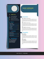 Naklejka premium Professional Resume CV vector Graphic Template