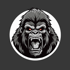 Gorilla Angry Face Vector Logo Illustration
