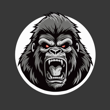 Gorilla Angry Face Vector Logo Illustration