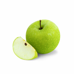 Green apple slice isolated on white background
