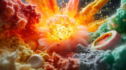 Obraz na płótnie Canvas visualization of fractal realms, Witness the spectacular birth of the universe in a super-realistic 8k image, where a big bang explosion unfolds with the brilliance of a supernova blast