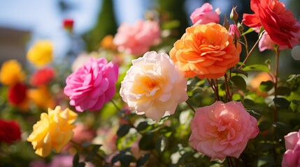 Obraz na płótnie Canvas Close up shot of roses in garden