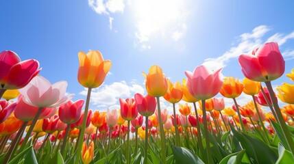Tulips in the garden during the sunny day