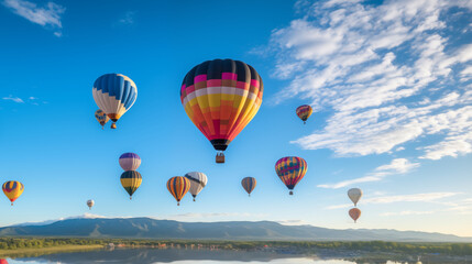 Fototapeta premium Hot air balloons in sky