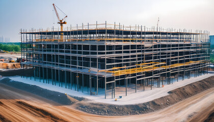 Obraz premium building under construction, industrial development, construction site engineering