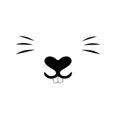 Foto op Aluminium Cute rabbit nose minimalist black on white vector illustration. Cute rabbit icon. Animal nose and teeth logo for veterinarian or pet shop. Domestic animal symbol. Hare teeth drawing. Cute bunny stamp © Miky