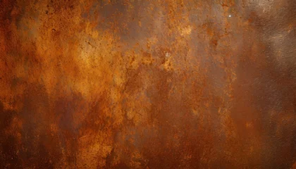 Gordijnen grunge rusty orange brown metal corten steel stone concrete wall or floor background rust texture © Florence