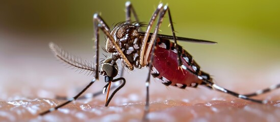 Mosquitoes (Aedes) sucking blood, carriers of diseases like Dengue Fever.