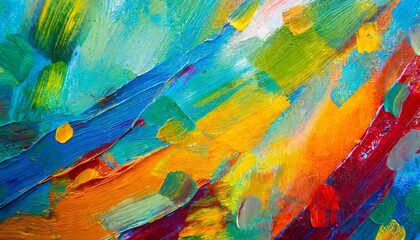 closeup of abstract rough colorful multicolored art painting texture with oil brushstroke pallet knife paint on canvas generative ai