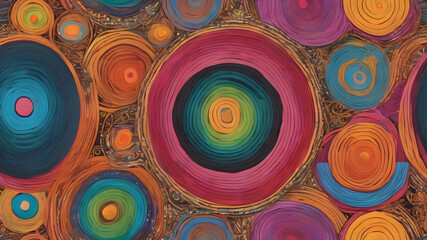 Hand drawn geometric seamless  Round circular dot  polka dot pattern. doodle.  AI generated image, ai