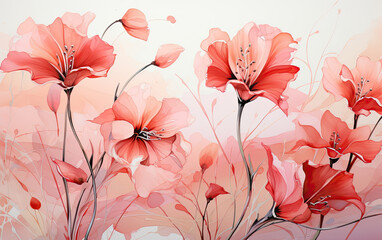 Blooming Elegance: A Watercolor Symphony of Red Poppies