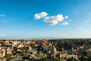 
Historic Rome city skyline from the terrace of the Altare della Patria in Piazza Venezia,  Rome,...