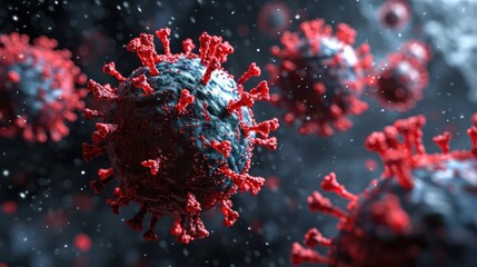 A 3D rendering illustration of a macro virus background, designed for medical contexts