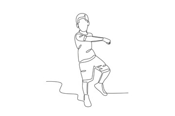 A boy dancing with fun. Dancing one-line drawing