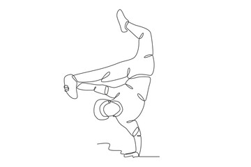 A man dancing while performing. Dancing one-line drawing