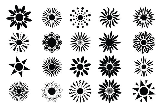 Sunburst element. Radial stripes background. Sunburst icon collection. Retro sunburst design. Vector illustration.
