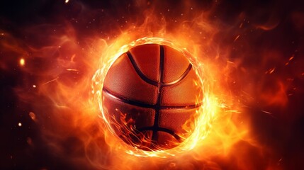 Burning Basketball Ball, Fireball Wallpaper. Neural network AI generated art
