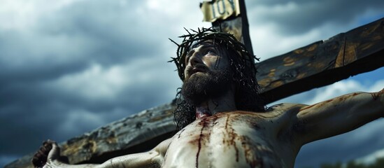 A crucifixion featuring Jesus - obrazy, fototapety, plakaty
