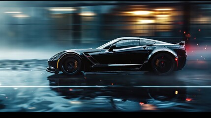 A mesmerizing sports car wallpaper capturing motion blur, dynamic reflections, a sense of speed, and cinematic flair, highlighting the essence of the sports car