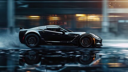 Mesmerizing sport car photography capturing motion blur, reflections, and cinematic speed - obrazy, fototapety, plakaty