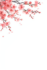 桜の水彩イラスト、フレーム、壁紙、はがき、春の挨拶