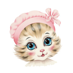 Cute Kitten with Pink Cute Decoration