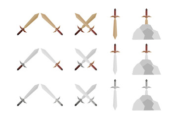 Sword Collection. Vector in Flat Design Illustration