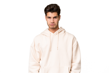 Young caucasian handsome man over isolated background with sad expression