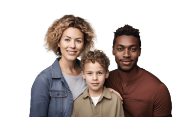 Transparent Cutout of a Joyful Mixed-Race Family, No Background